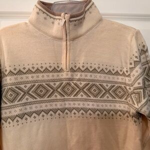 Dale of Norway Beige and Olive Patterned Zip-Up Top
